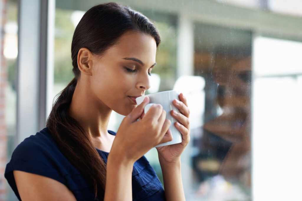 A woman thinking about no alcohol for 30 days