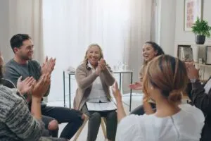 a therapy group for addiction recovery helps each other maintain accountability after rehab